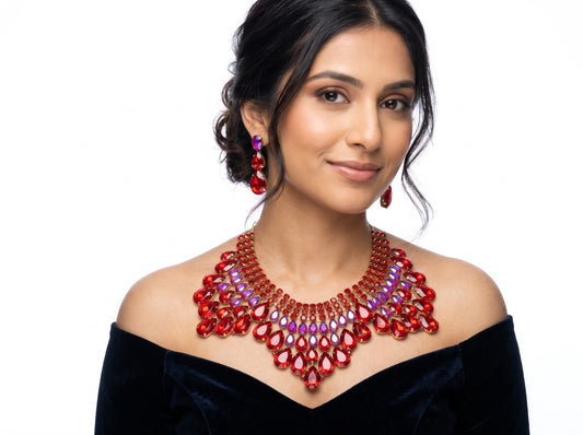 Hot Pink Red Statement Bib necklace