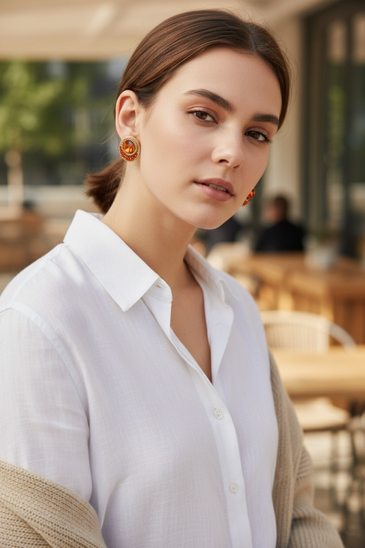 Orange gold studs