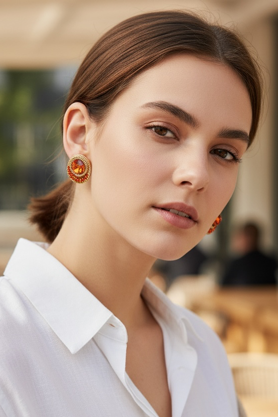 Orange gold studs
