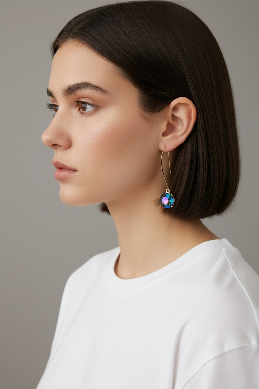 Blue AB fish hook earrings