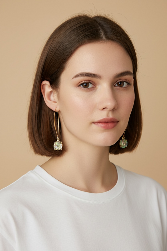 Marble fishhook back earrings