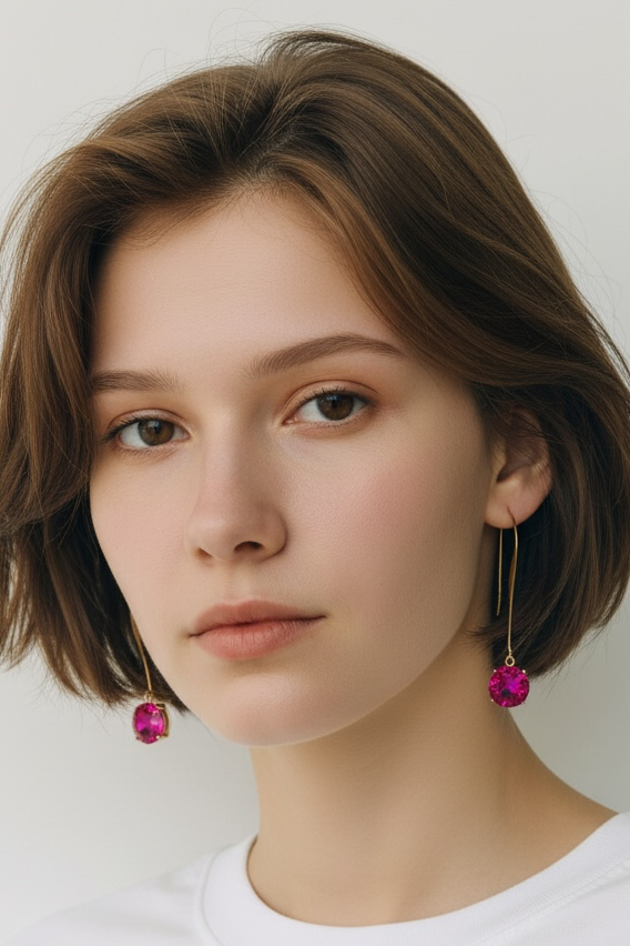 Hot pink fish hook back earrings