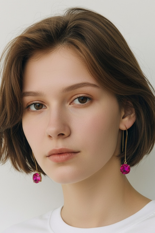 Hot pink fish hook back earrings