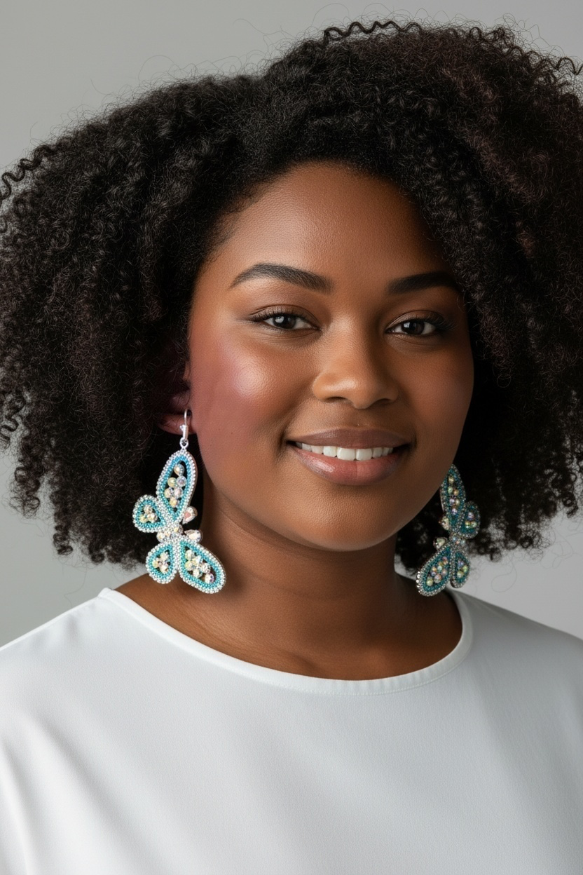 Blue butterfly earrings