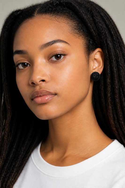Black sphere earrings
