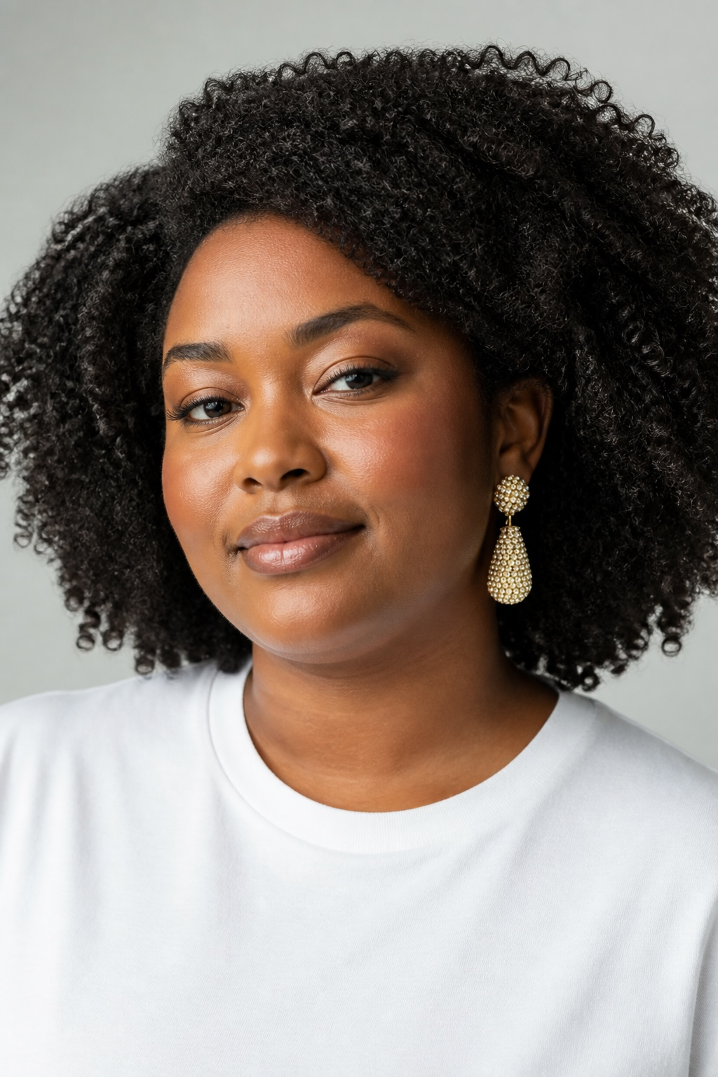 Gold post drop earrings