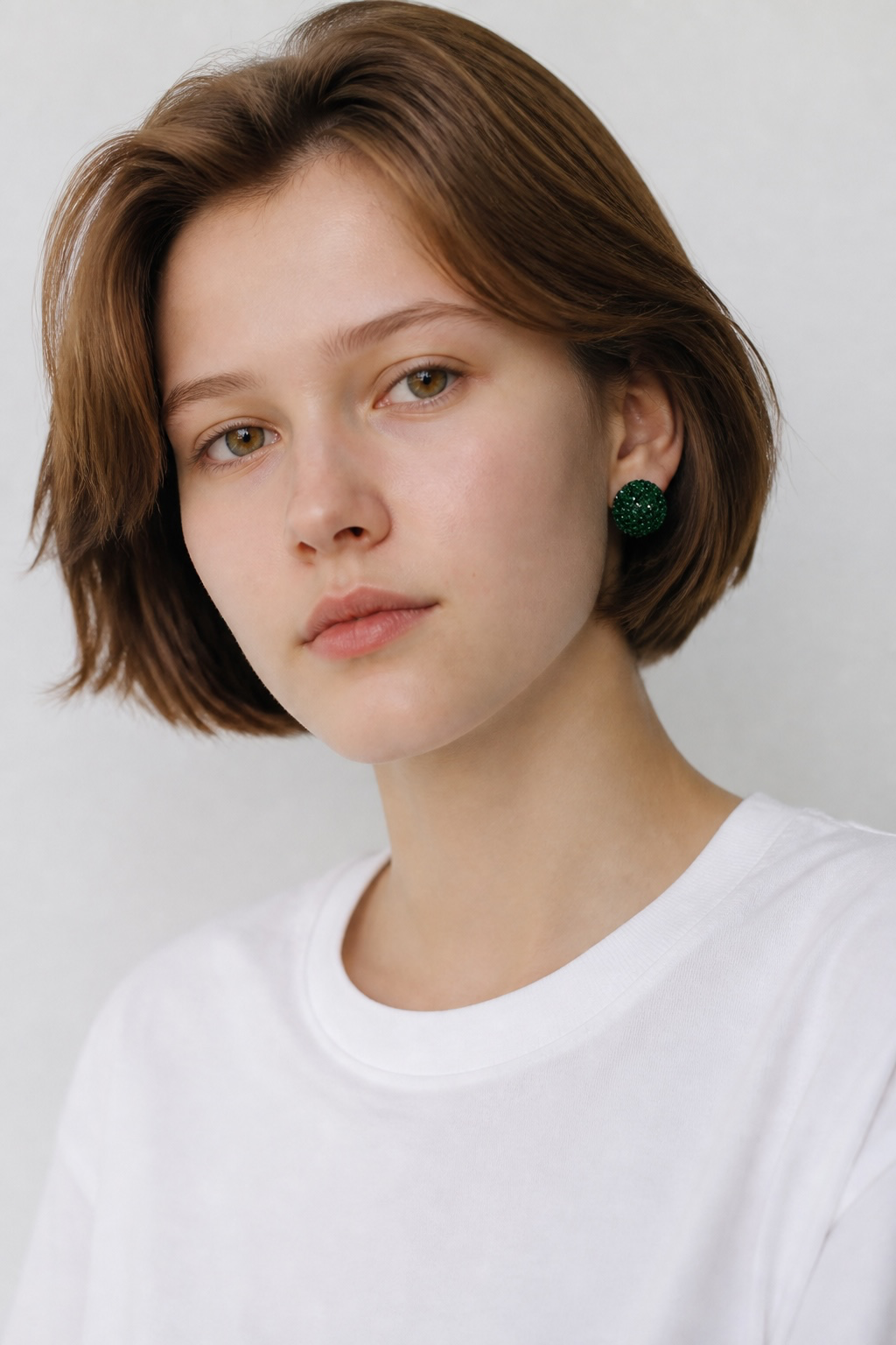Green sphere earrings