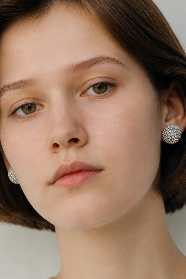 Silver sphere earrings