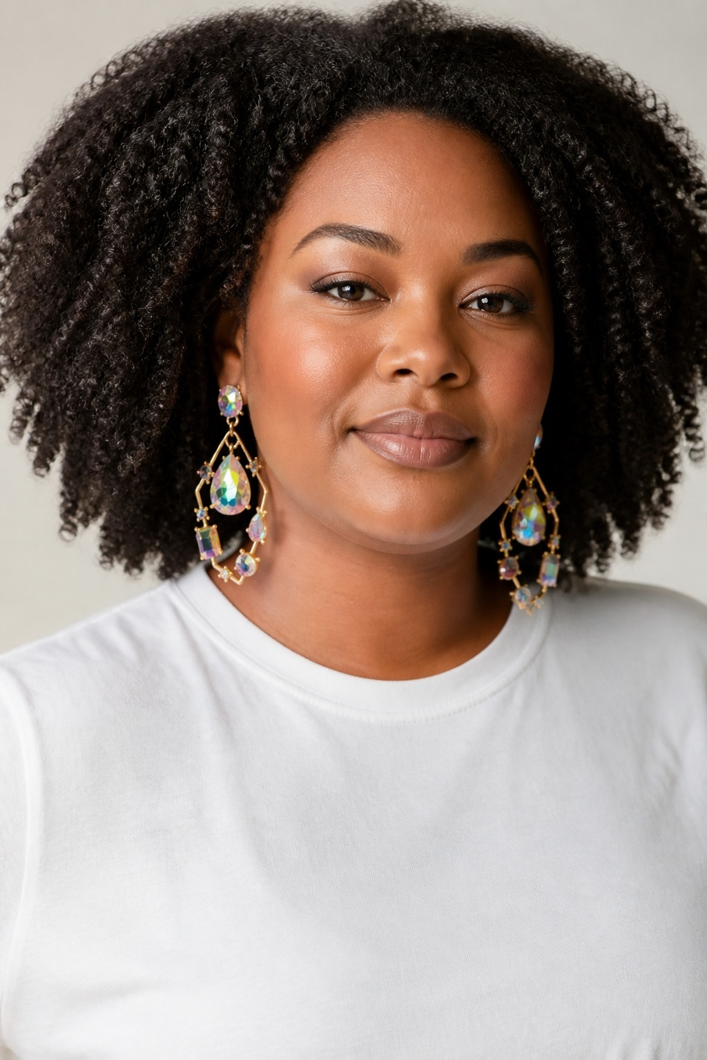 Ab drop gold statement earrings