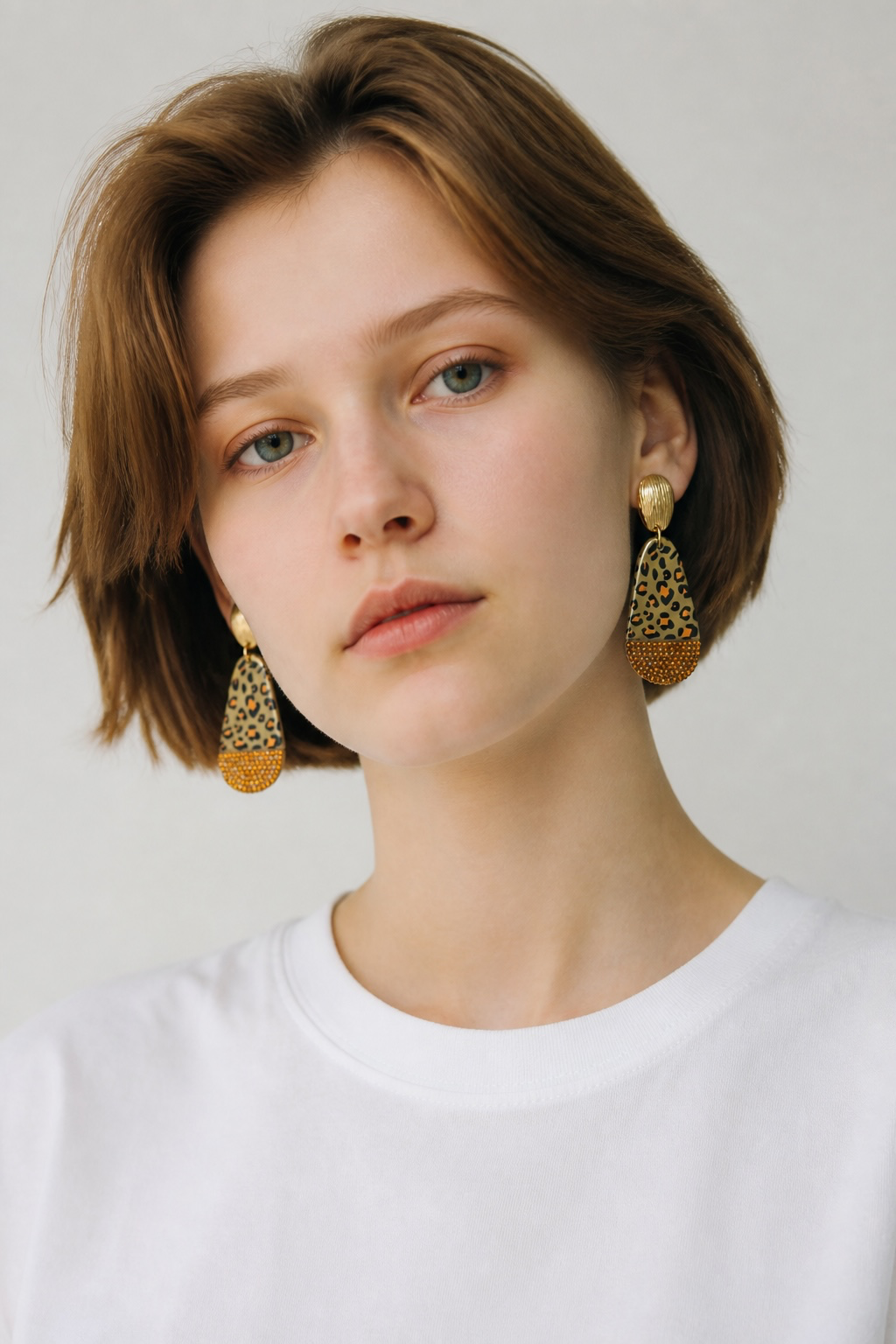 Leopard post earrings