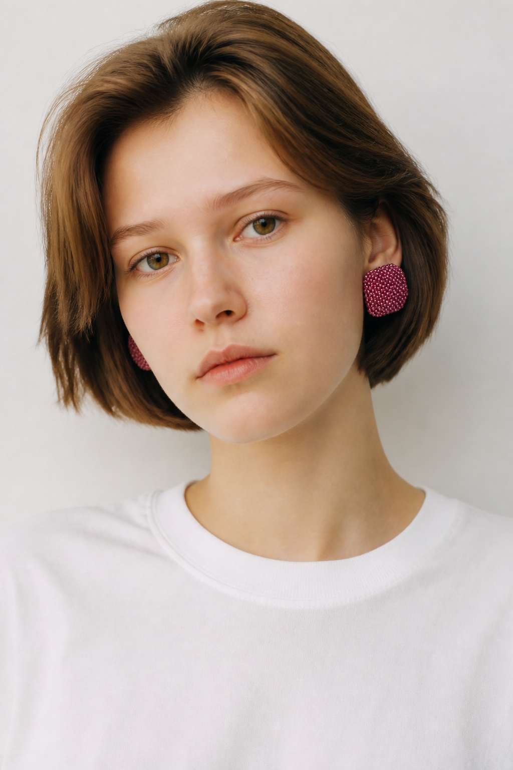 Square pink earrings