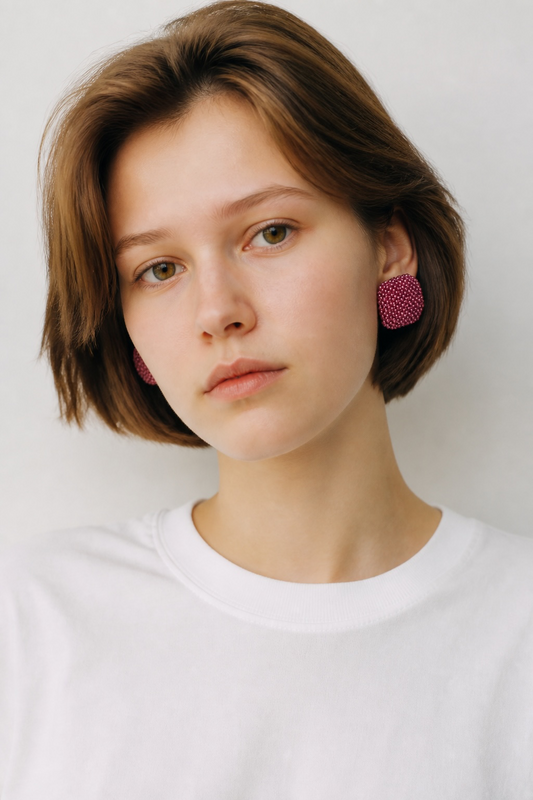 Square pink earrings