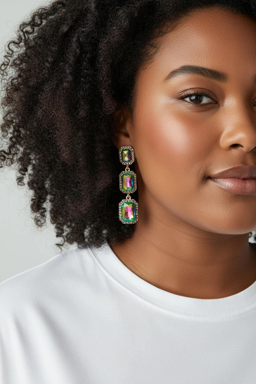 Oil slick hanging earrings