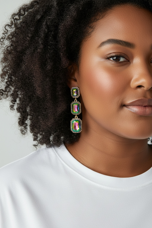 Oil slick hanging earrings