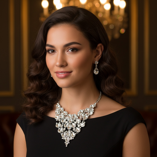 Silver statement drop necklace