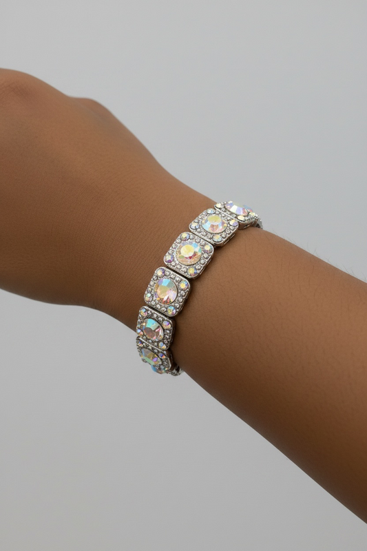 AB square rhinestone bracelet