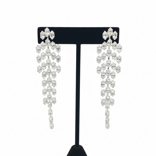 CZ silver hanging earrings