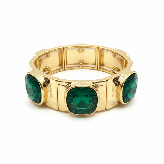 Gold emerald green bracelet