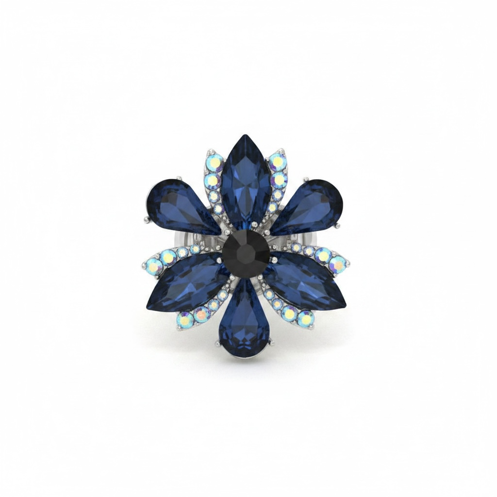 Navy blue flower ring