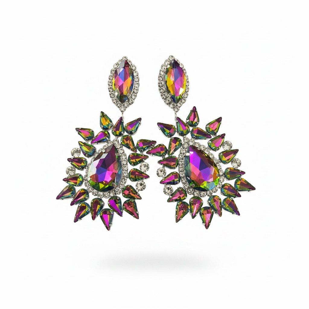 Oil slick drop statement earrings