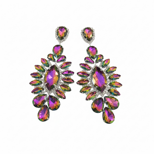 Oil slick  post statement earrings