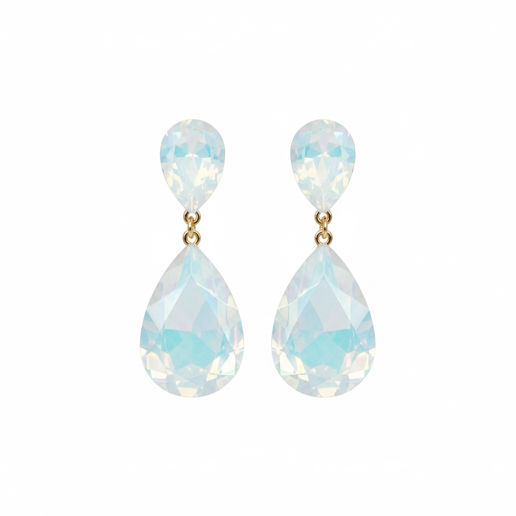 Clear opal drop earrings
