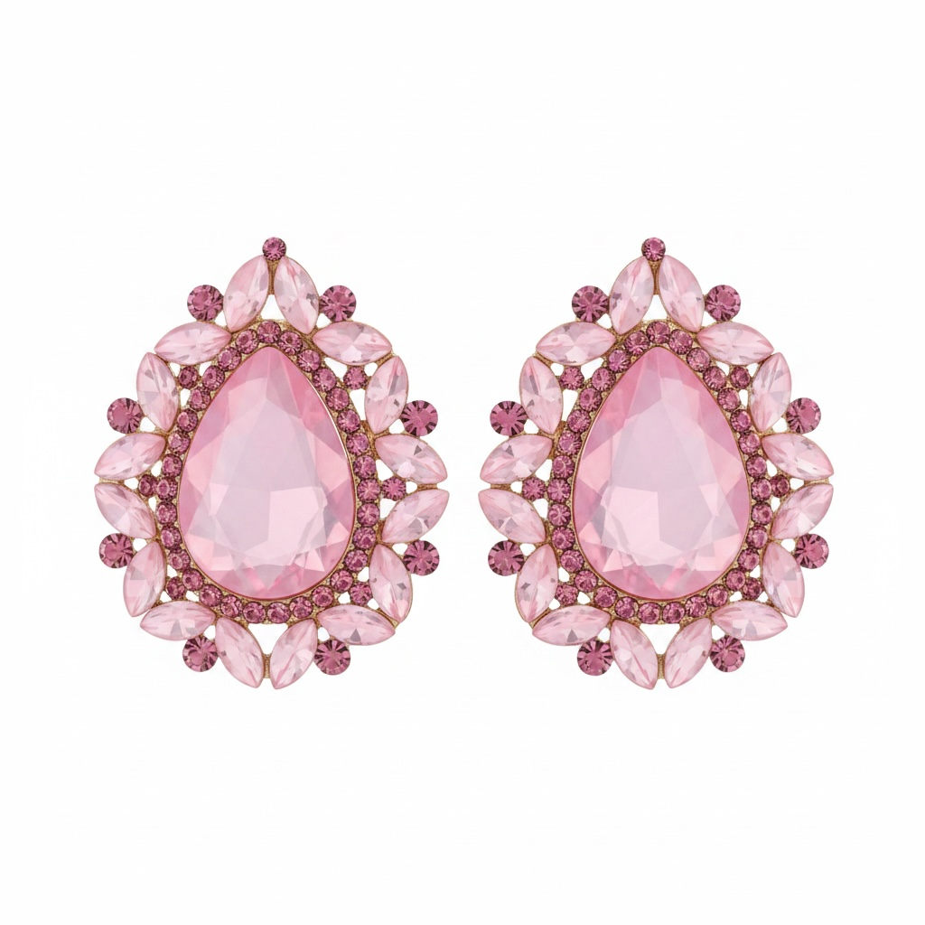 Pink opal clip ons