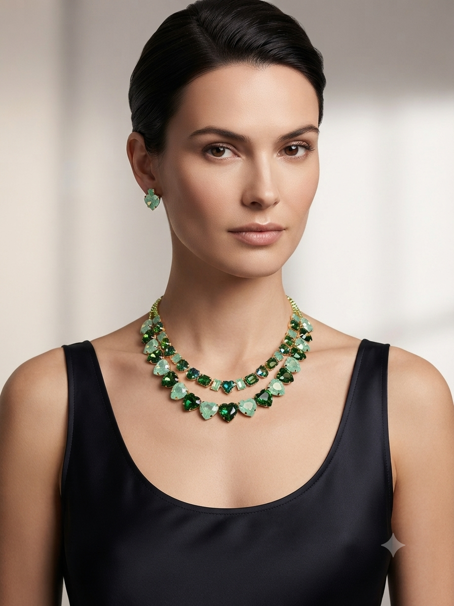 Heart opal green necklace