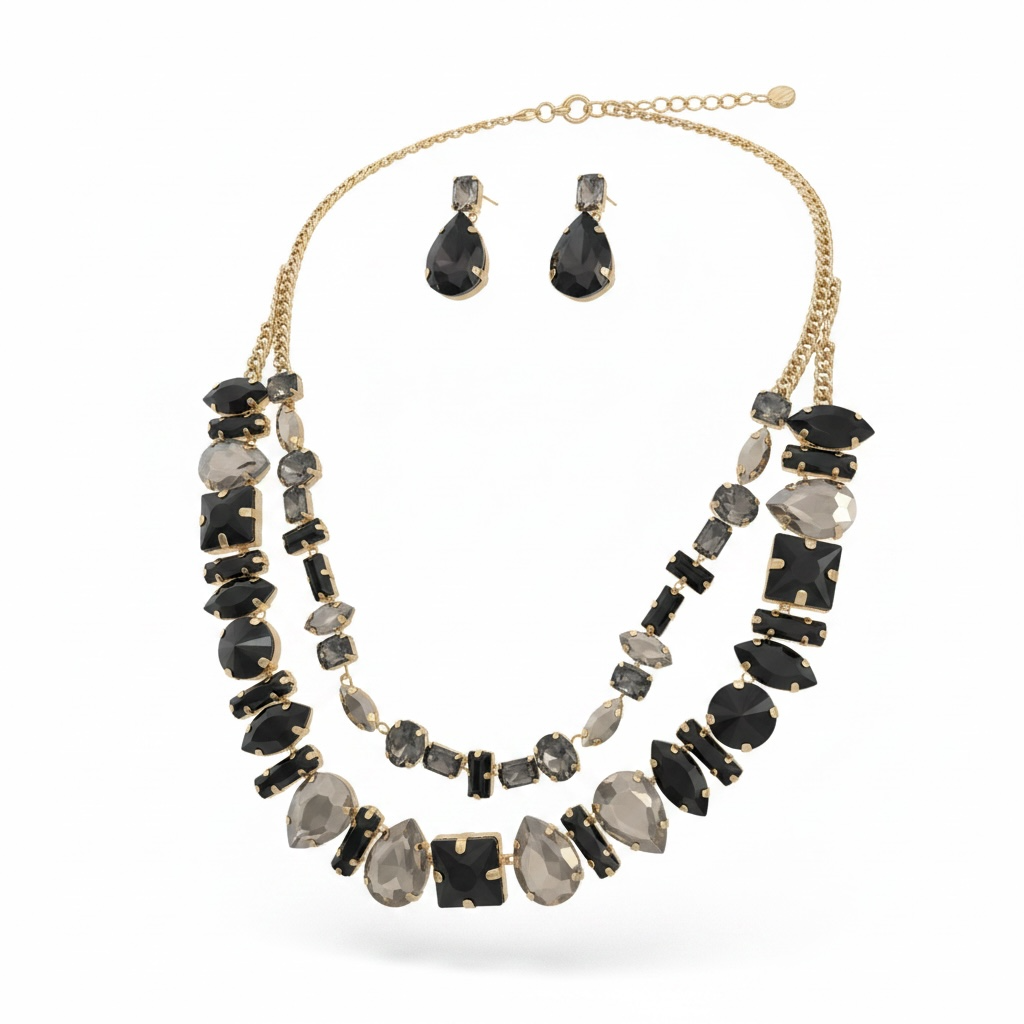 Black multi stone necklace