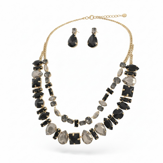 Black multi stone necklace