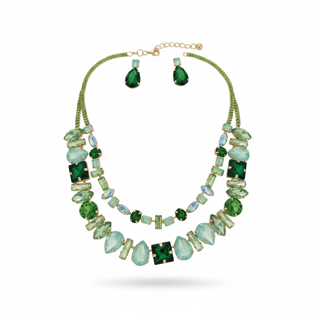 Multi green opal drop necklace