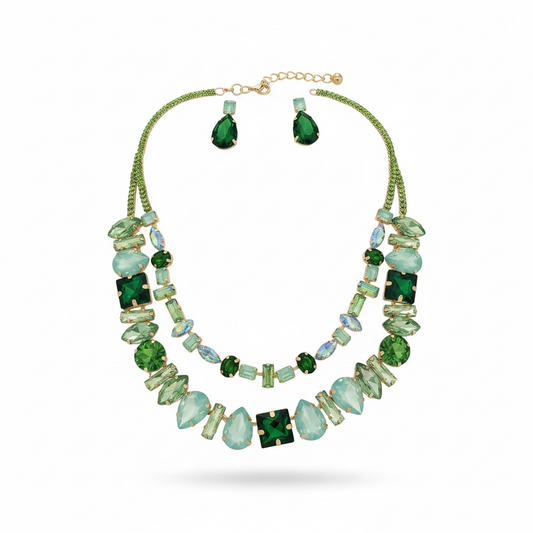 Multi green opal drop necklace