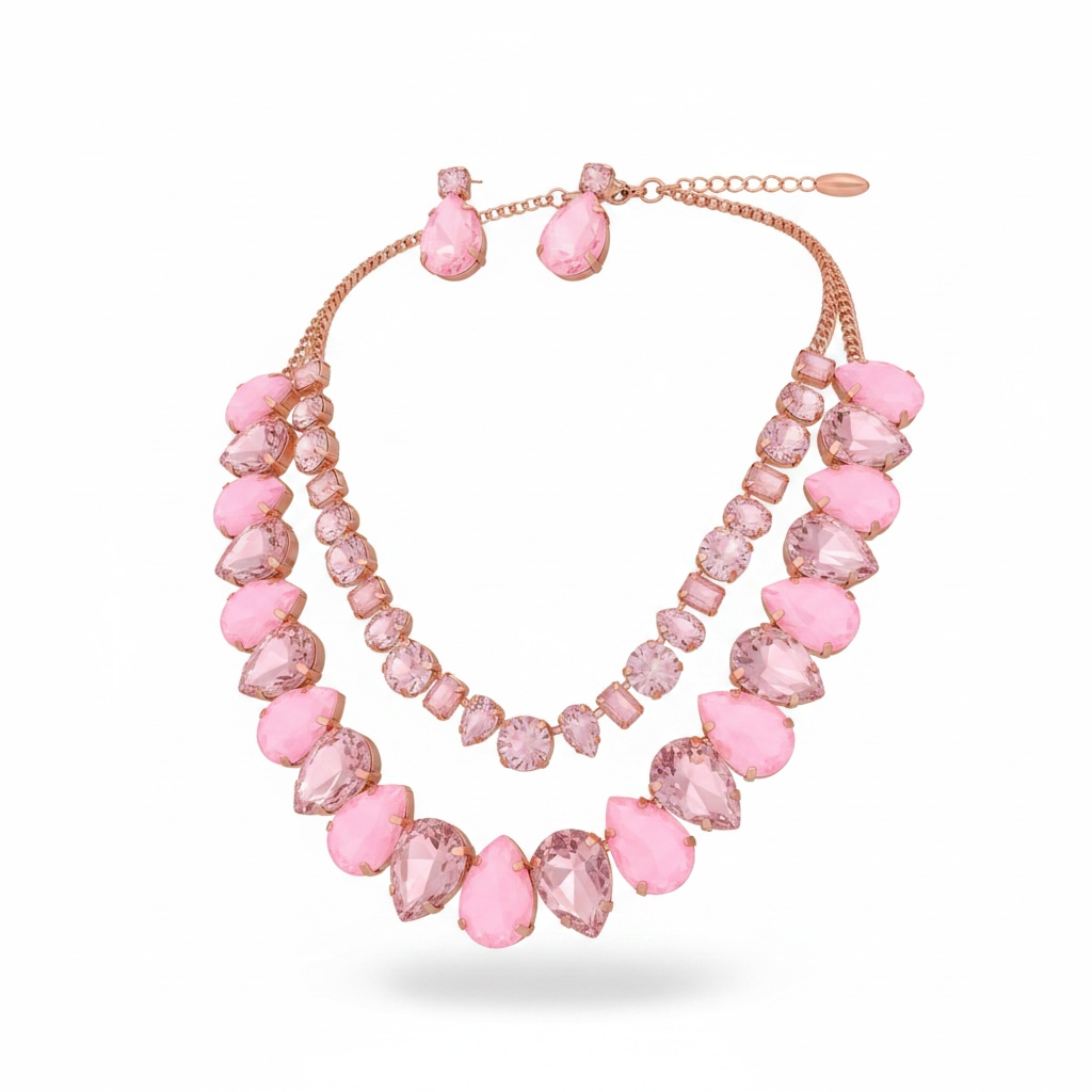 Light pink opal drop necklace