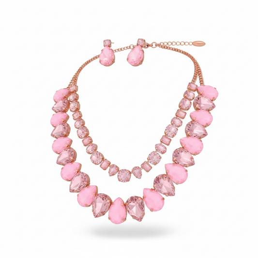 Light pink opal drop necklace