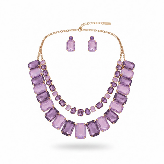 Purple opal rectangle necklace