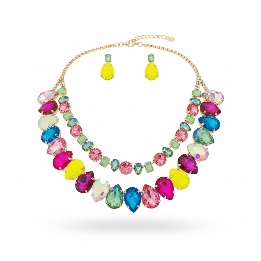 Multi color Ab drop necklace