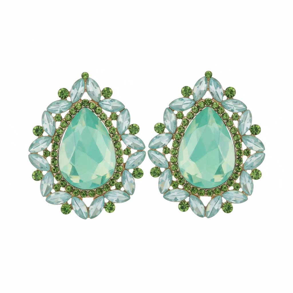 Mint opal drop clip ons