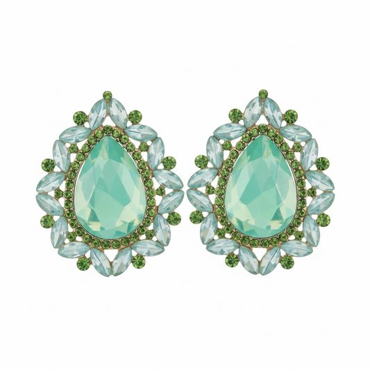 Mint opal drop clip ons