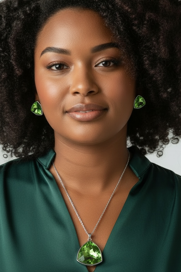 Lime green earrings and necklace dainty