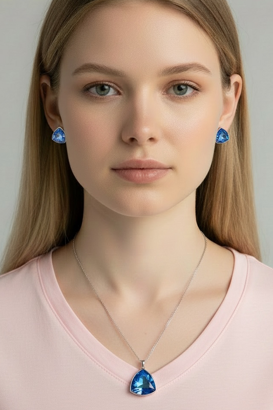 Blue earrings and necklace