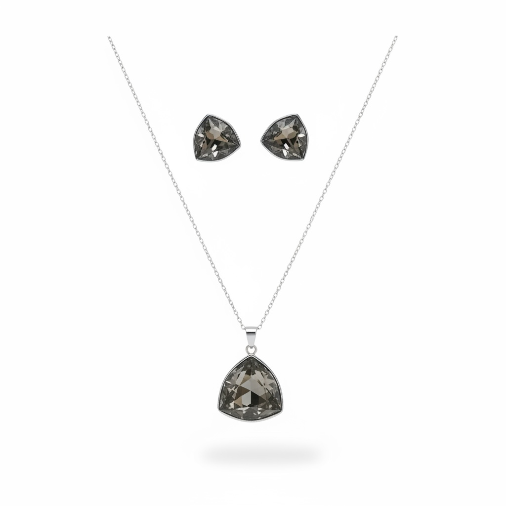 Gun metal earrings and necklace
