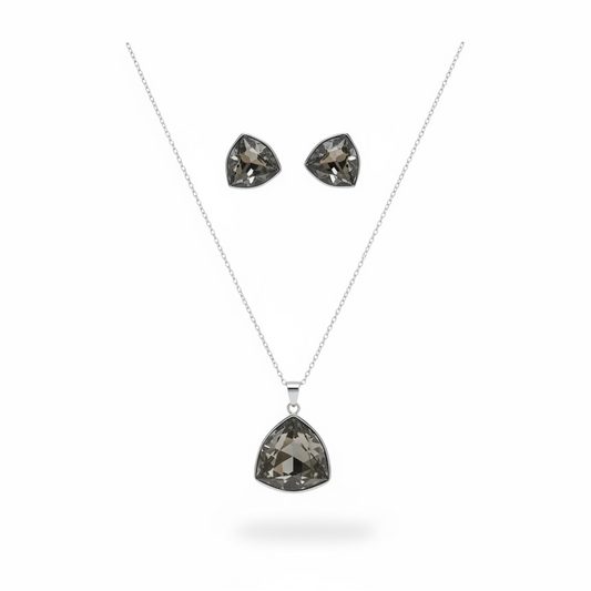 Gun metal earrings and necklace