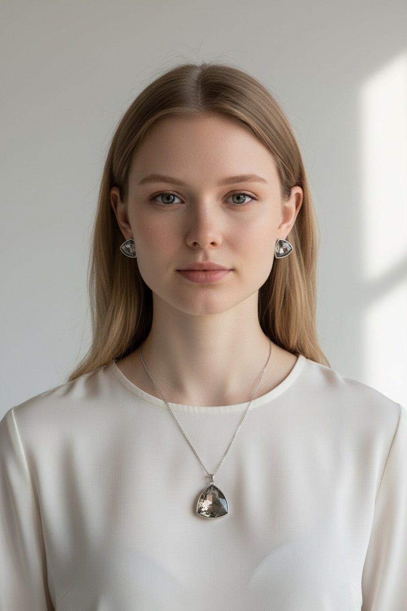 Gun metal earrings and necklace
