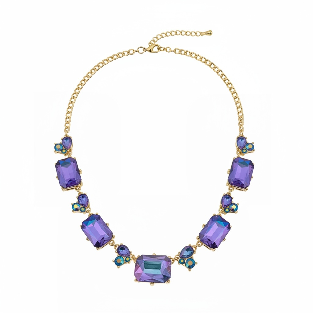 Purple AB  rectangle necklace