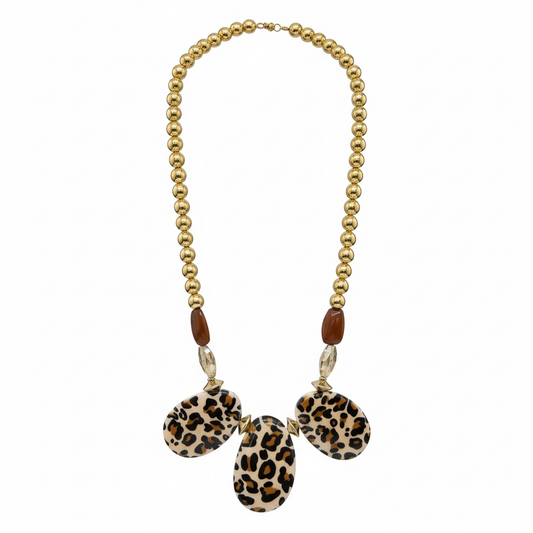 Cheetah print crystal necklace