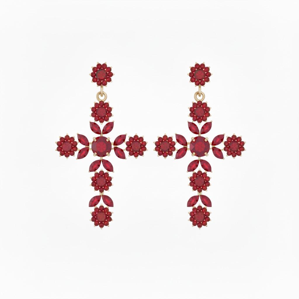 Red Cross crystal earrings