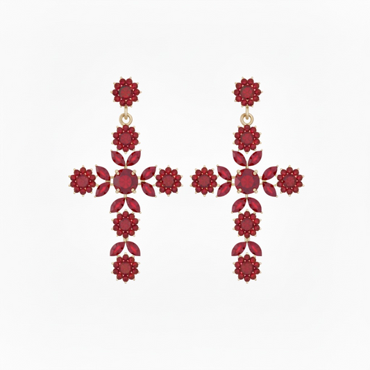 Red Cross crystal earrings