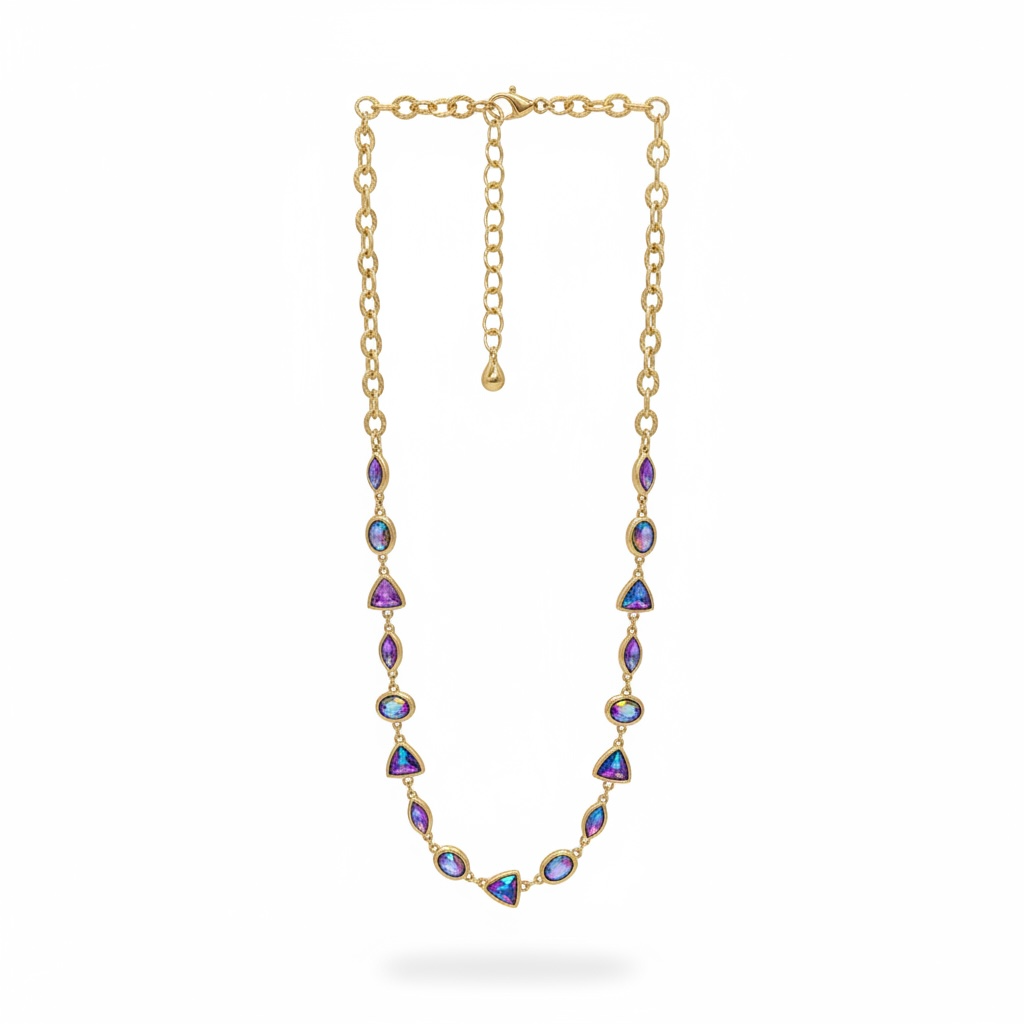 Purple AB multi stone necklace