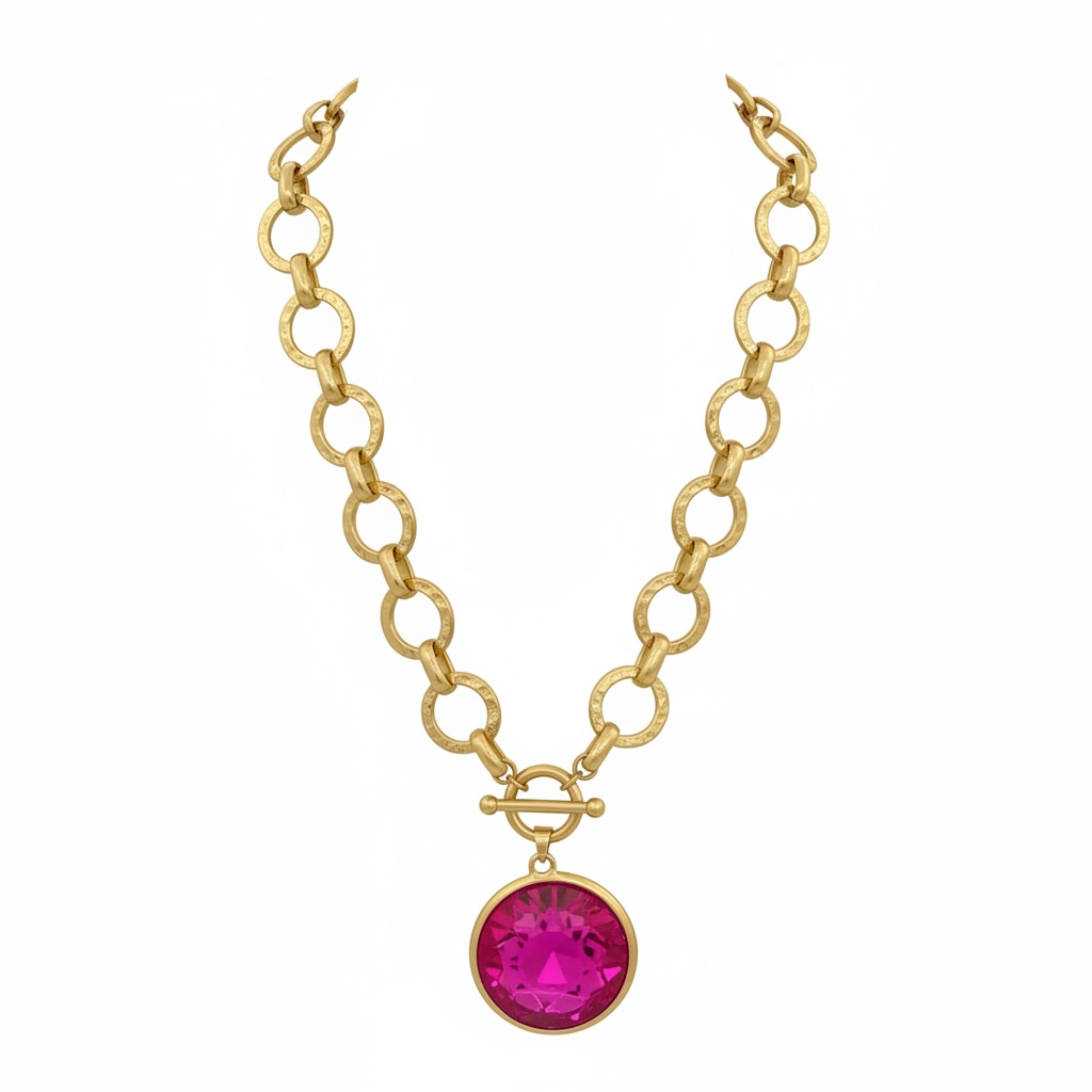 Pink link necklace