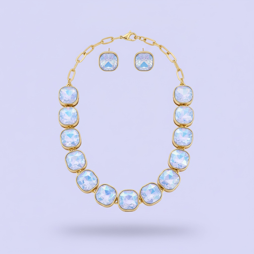 Purple opal square necklace